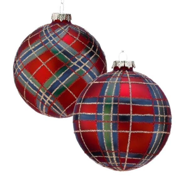 Assorted Red Plaid Ball, INDIVIDUALLY SOLD