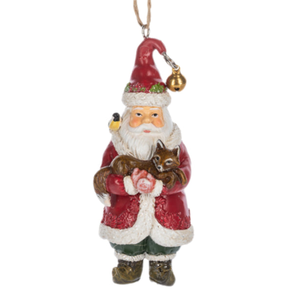 Assorted Santa Holding Woodland Animal Ornament, INDIVIDUALLY SOLD