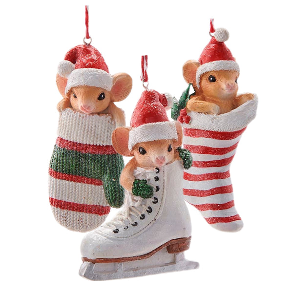 Assorted Mouse In Outdoor Wear Ornament, INDIVIDUALLY SOLD
