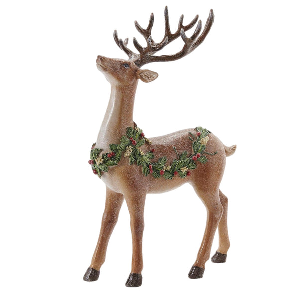 Assorted Reindeer With Leaf Garland Figurine, INDIVIDUALLY SOLD
