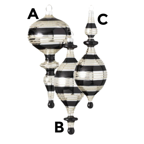 Assorted Black & White Finial Ball, INDIVIDUALLY SOLD