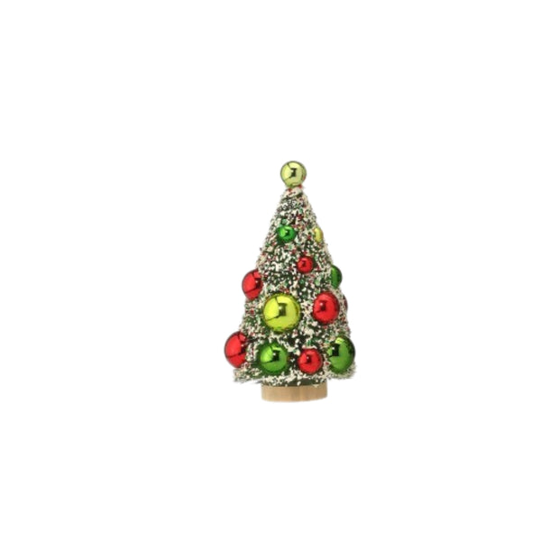 Assorted Green & Red Bottlebrush Tree Figurine, INDIVIDUALLY SOLD