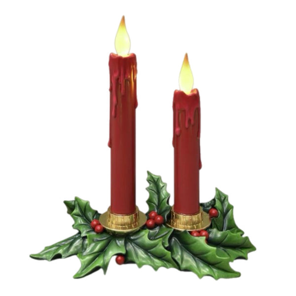 Assorted LED Holly Candle Stick Figurine, INDIVIDUALLY SOLD
