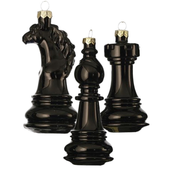 Assorted Black Chess Piece Ornament, INDIVIDUALLY SOLD