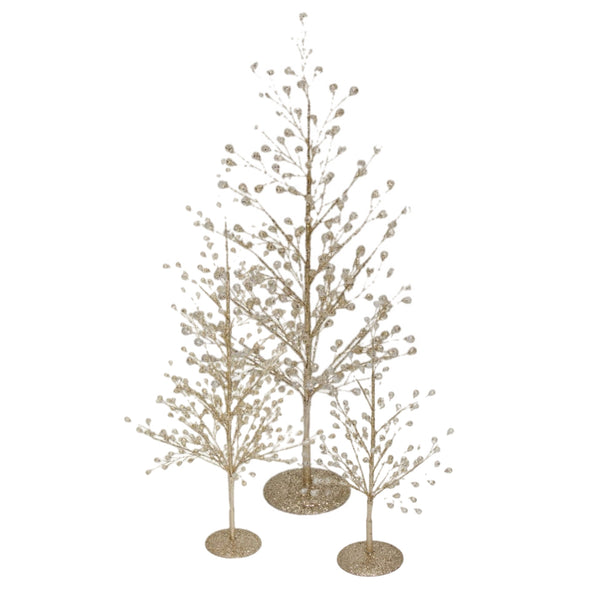 Assorted Gold Beaded Tree Figurine, INDIVIDUALLY SOLD