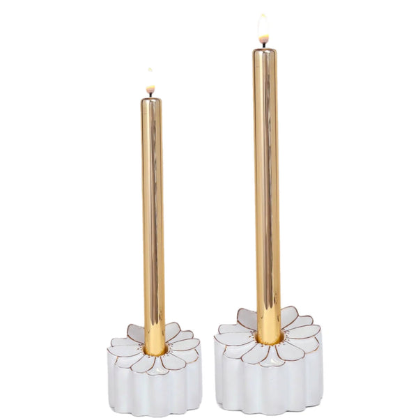 Assorted Gold Poinsettia Taper Flameless Candle, INDIVIDUALLY SOLD