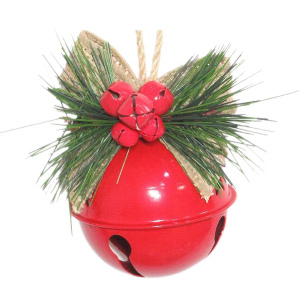 Assorted Red Bell With Burlap Bow Ornament, INDIVIDUALLY SOLD