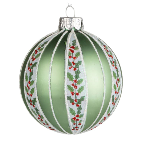 Assorted Holly Striped Ball, INDIVIDUALLY SOLD
