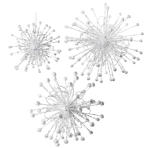 Assorted White Starburst Ornaments, INDIVIDUALLY SOLD