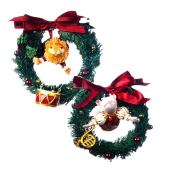 Assorted Zoo Animal In Wreath Ornament, INDIVIDUALLY SOLD