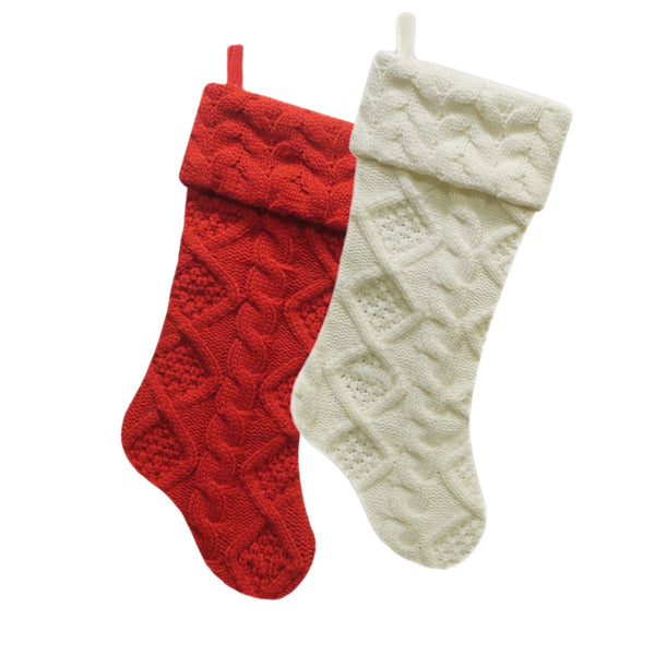 Assorted 21.5" Cable Knit Stocking, INDIVIDUALLY SOLD
