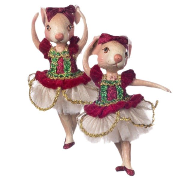 Assorted Red Mouse Ballerina Ornament, INDIVIDUALLY SOLD