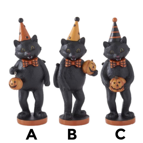 Assorted Cat Holding Pumpkin Figurine, INDIVIDUALLY SOLD