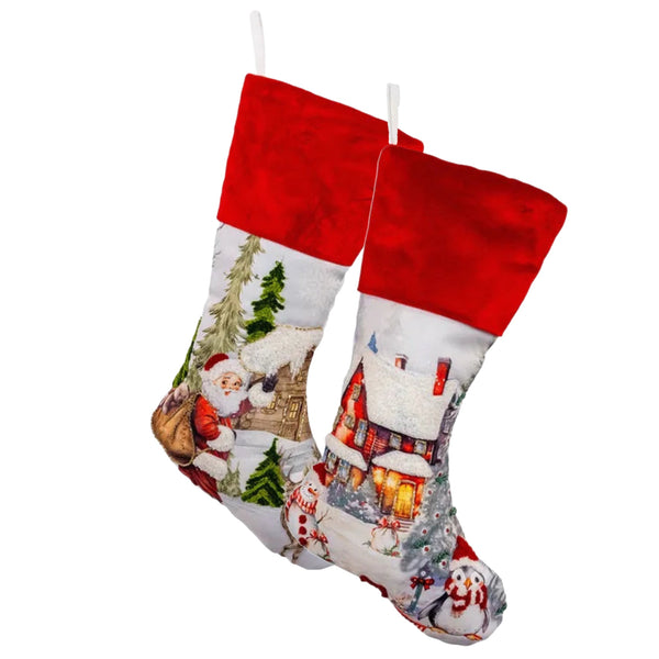 Assorted 21" Christmas Scene Stocking, INDIVIDUALLY SOLD