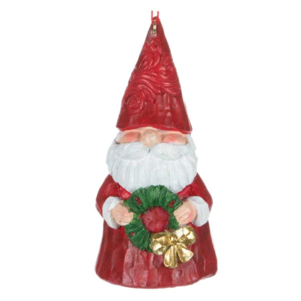 Assorted Red Wood Carved Style Santa Ornament, INDIVIDUALLY SOLD