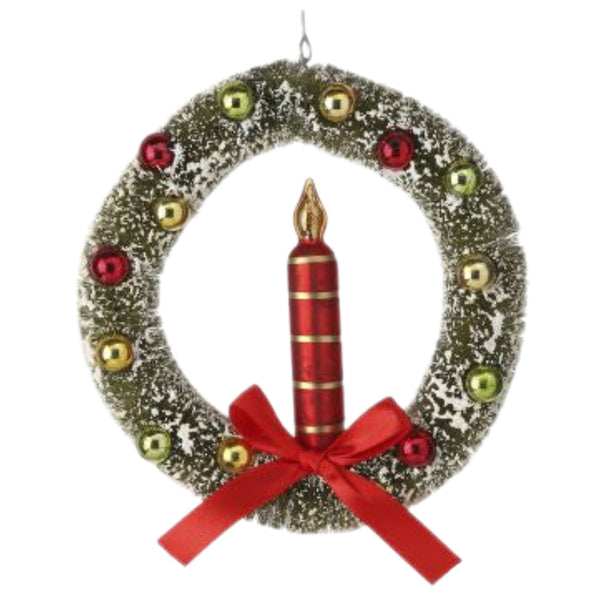 Assorted Wreath With Candle Ornament, INDIVIDUALLY SOLD