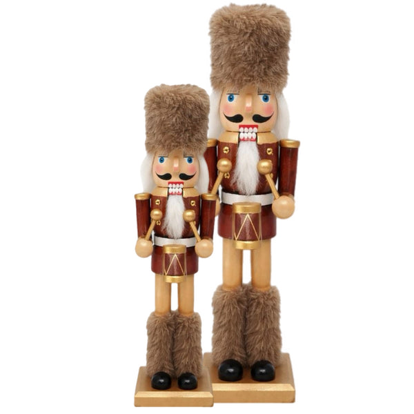 Assorted Drummer Fur Brown Hat Nutcracker, INDIVIDUALLY SOLD