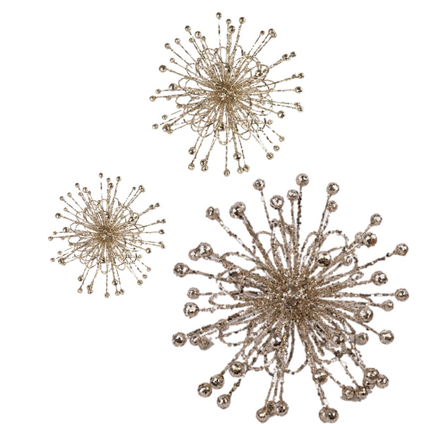 Assorted Champagne Starburst Ornament, INDIVIDUALLY SOLD