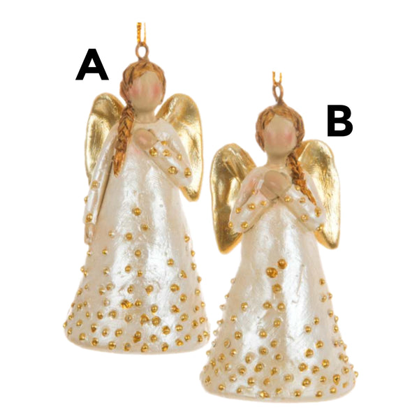 Assorted Angel With Gold Beads Ornament, INDIVIDUALLY SOLD
