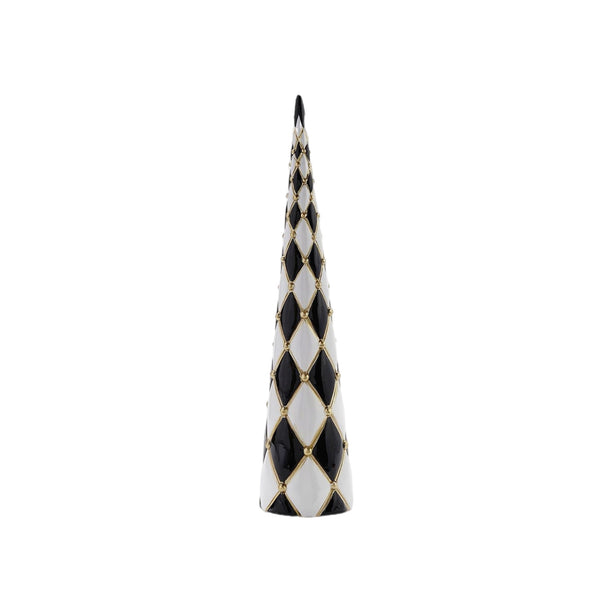 Assorted Black & White Diamond Cone Figurine, INDIVIDUALLY SOLD