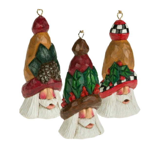 Assorted Faux Wood Santa Head Ornaments, INDIVIDUALLY SOLD