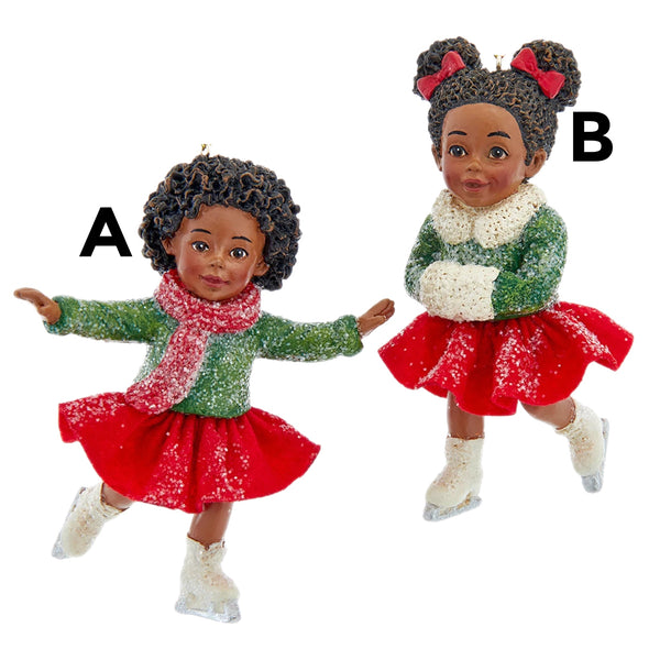 Assorted African Girl Skating Ornament, INDIVIDUALLY SOLD