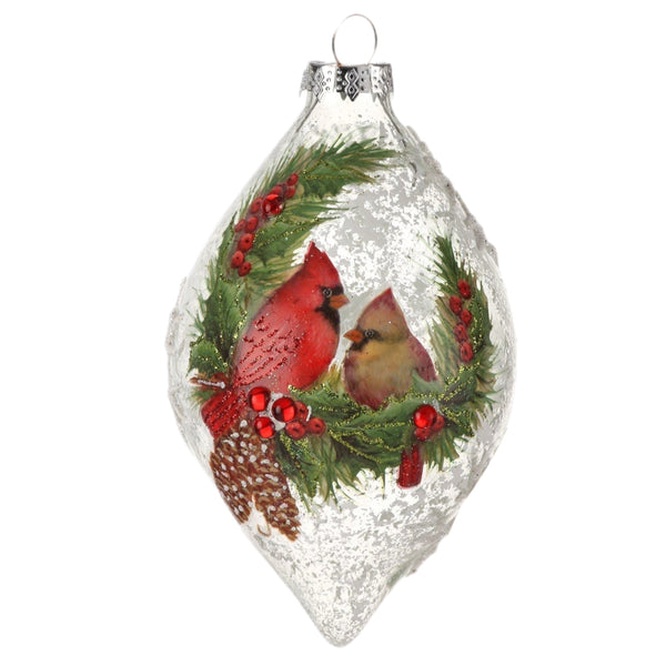 Assorted Cardinals In Pine Wreath Ball, INDIVIDUALLY SOLD