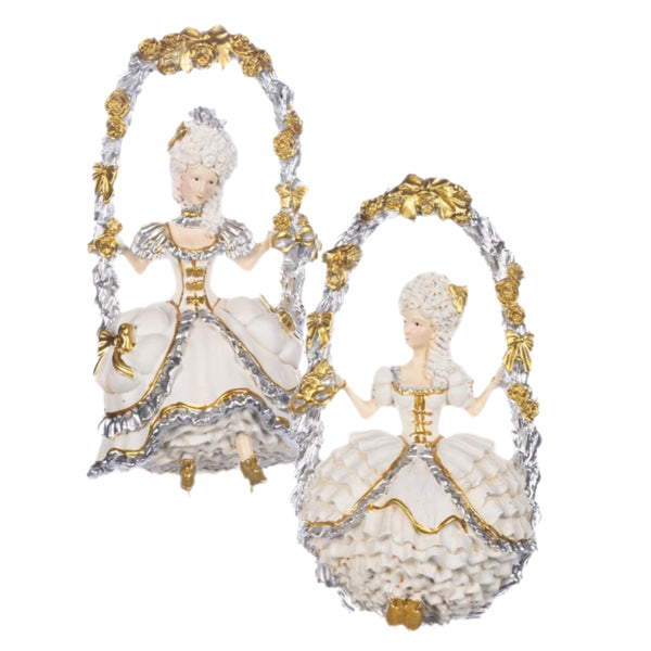 Assorted Lady On Flower Swing Ornament, INDIVIDUALLY SOLD