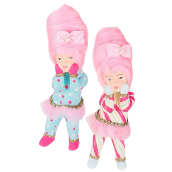 Assorted Girl With Cotton Candy Hair Ornament, INDIVIDUALLY SOLD