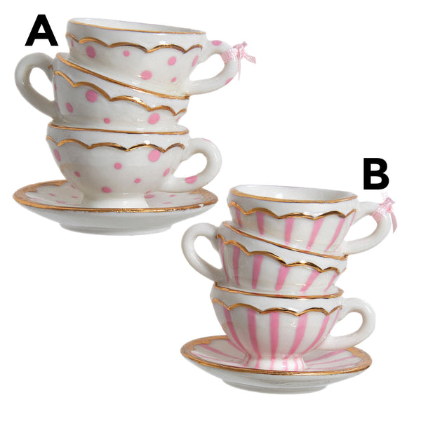 Assorted Pink Stacked Teacup Ornament, INDIVIDUALLY SOLD