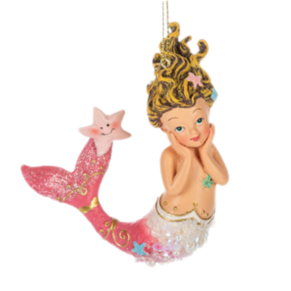 Assorted Pastel Girl Mermaid Ornament, INDIVIDUALLY SOLD