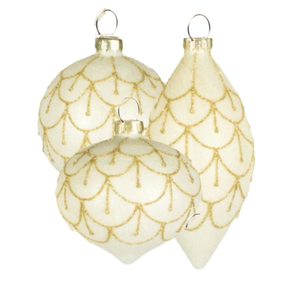 Assorted Gold & White Swag Ball, INDIVIDUALLY SOLD
