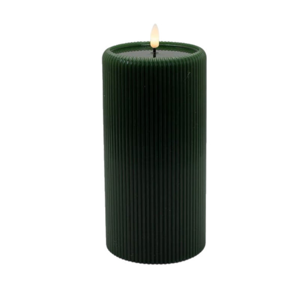 Assorted Green Striped Pillar Flameless Candle, INDIVIDUALLY SOLD