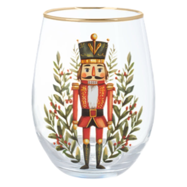 Assorted Stemless Nutcracker Wine Glass, INDIVIDUALLY SOLD
