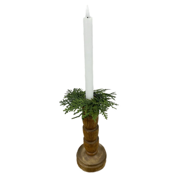 6" Real Touch Cedar Taper Candle Ring