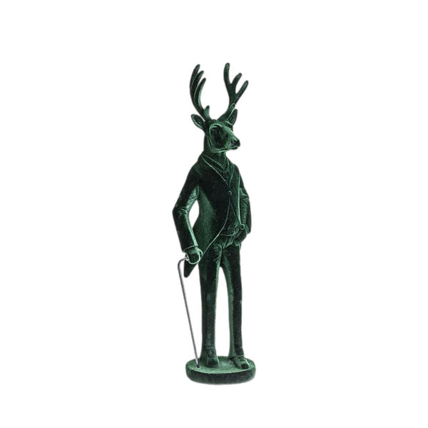 Assorted Green Reindeer With Walking Stick Figurine, INDIVIDUALLY SOLD