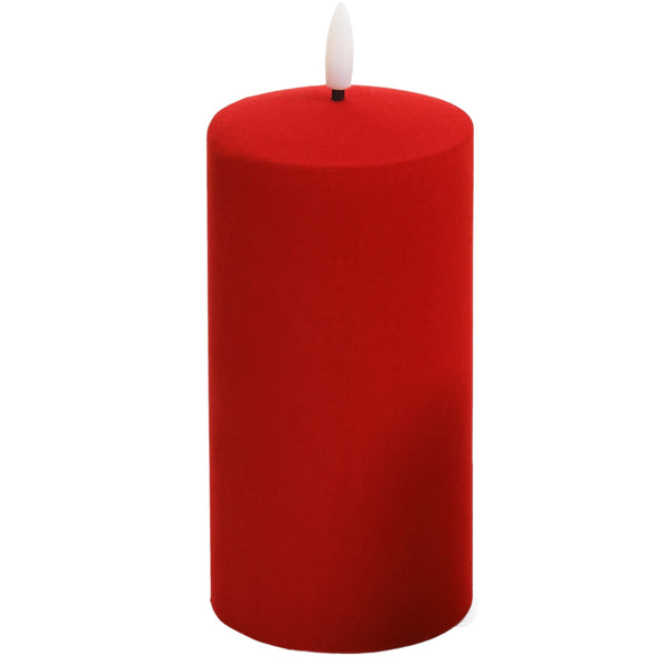 Assorted Red Velvet Pillar Flameless Candle, INDIVIDUALLY SOLD