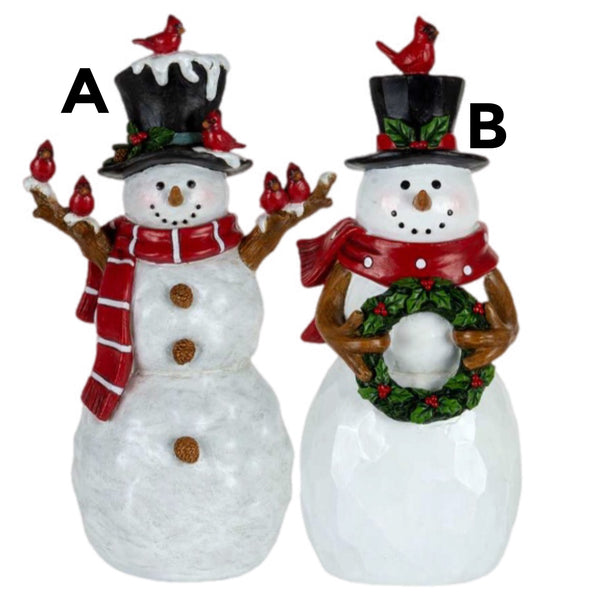 Assorted Snowman With Cardinals Figurine, INDIVIDUALLY SOLD