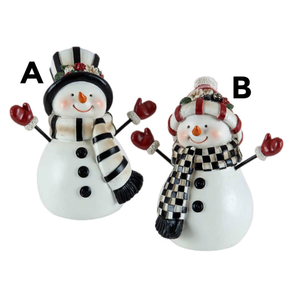 Assorted Snowman In Black & White Scarf Figurine, INDIVIDUALLY SOLD