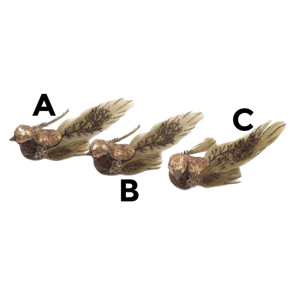 Assorted Brown Clip On Bird Ornament, INDIVIDUALLY SOLD