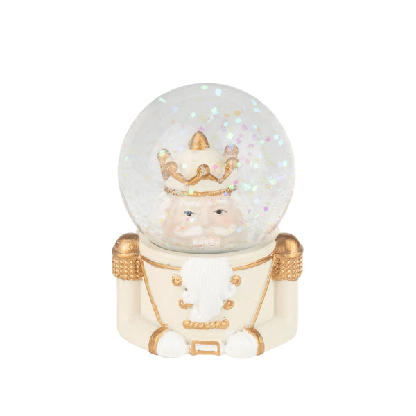 Assorted White & Gold Nutcracker Head Snowglobe, INDIVIDUALLY SOLD
