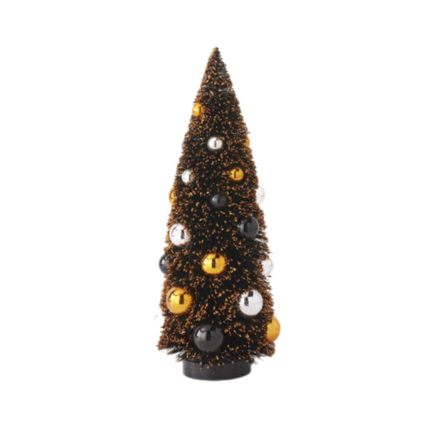 Assorted Black & Orange Bottlebrush Tree Figurine, INDIVIDUALLY SOLD