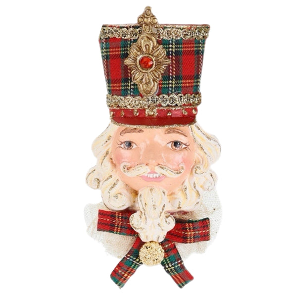 Assorted Tartan Nutcracker Head Ornament, INDIVIDUALLY SOLD