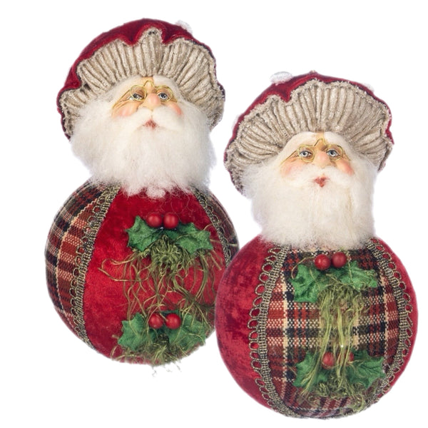 Assorted Santa In Mushroom Hat On Ball Ornament, INDIVIDUALLY SOLD