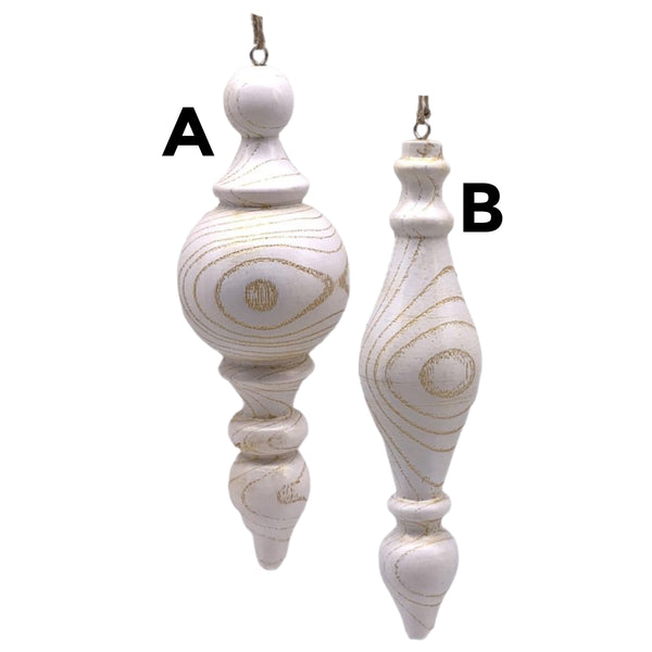 Assorted White Wash Wood Finial Ornament, INDIVIDUALLY SOLD