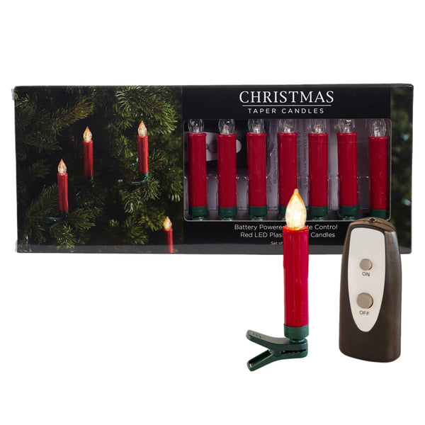 12 Red Battery Operated Candle Clip Lights INDOOR
