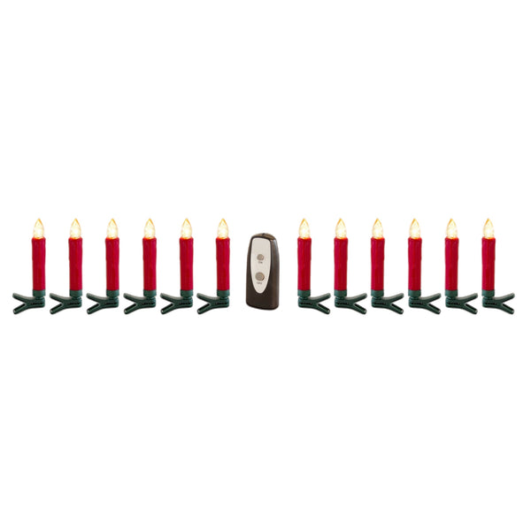 12 Red Battery Operated Candle Clip Lights INDOOR