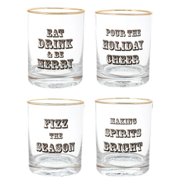 Assorted Low Glass With Saying, INDIVIDUALLY SOLD