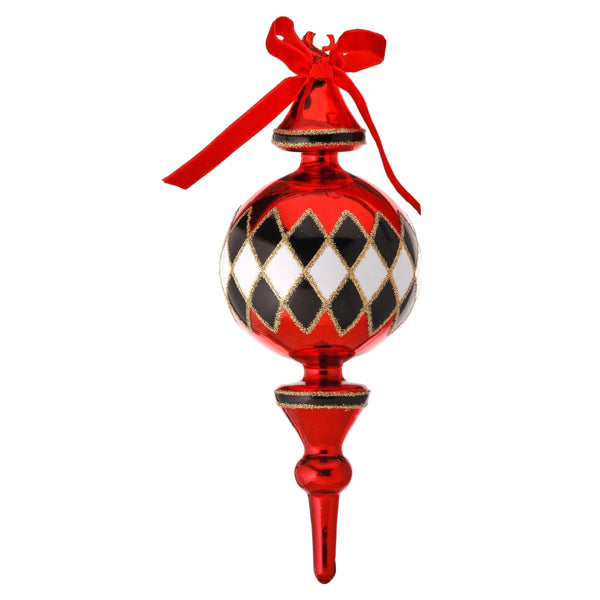 Assorted Red With Black & White Checkered Finial Ball, INDIVIDUALLY SOLD