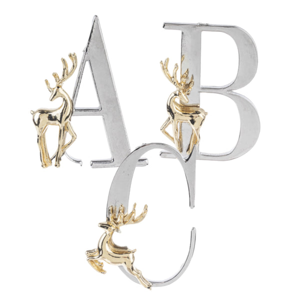 Assorted Deer Adorned Monogrammed Ornament, INDIVIDUALLY SOLD